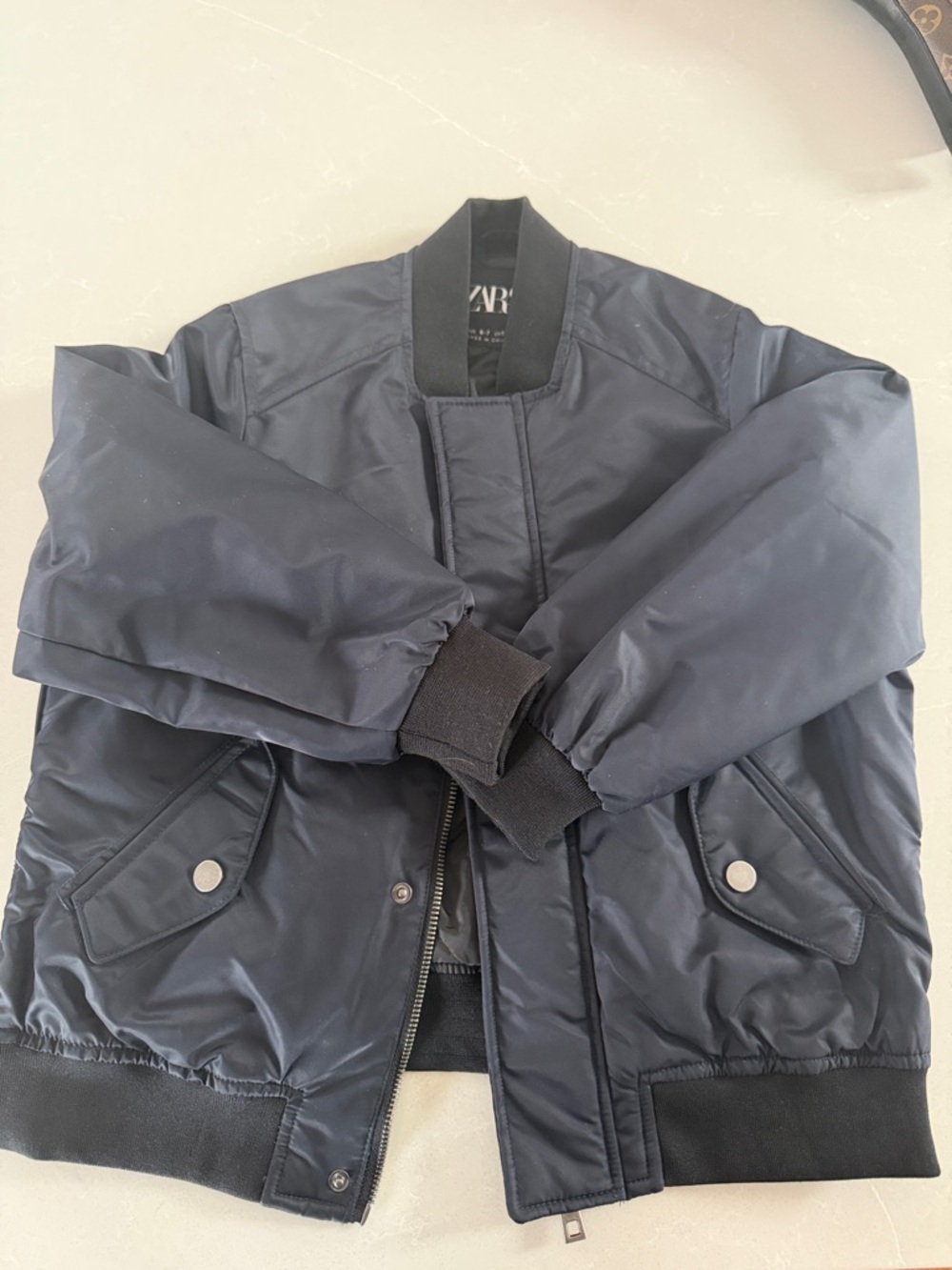 Zara Kids 6-7 Dark Navy/Black Bomber Jacket
